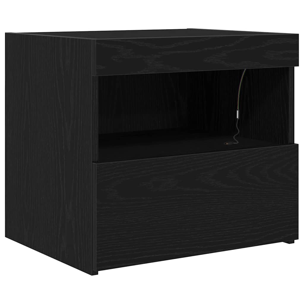 vidaXL Bedside Cabinet 2 pcs Black Oak 50 x 40 x 45 cm Engineered Wood 6