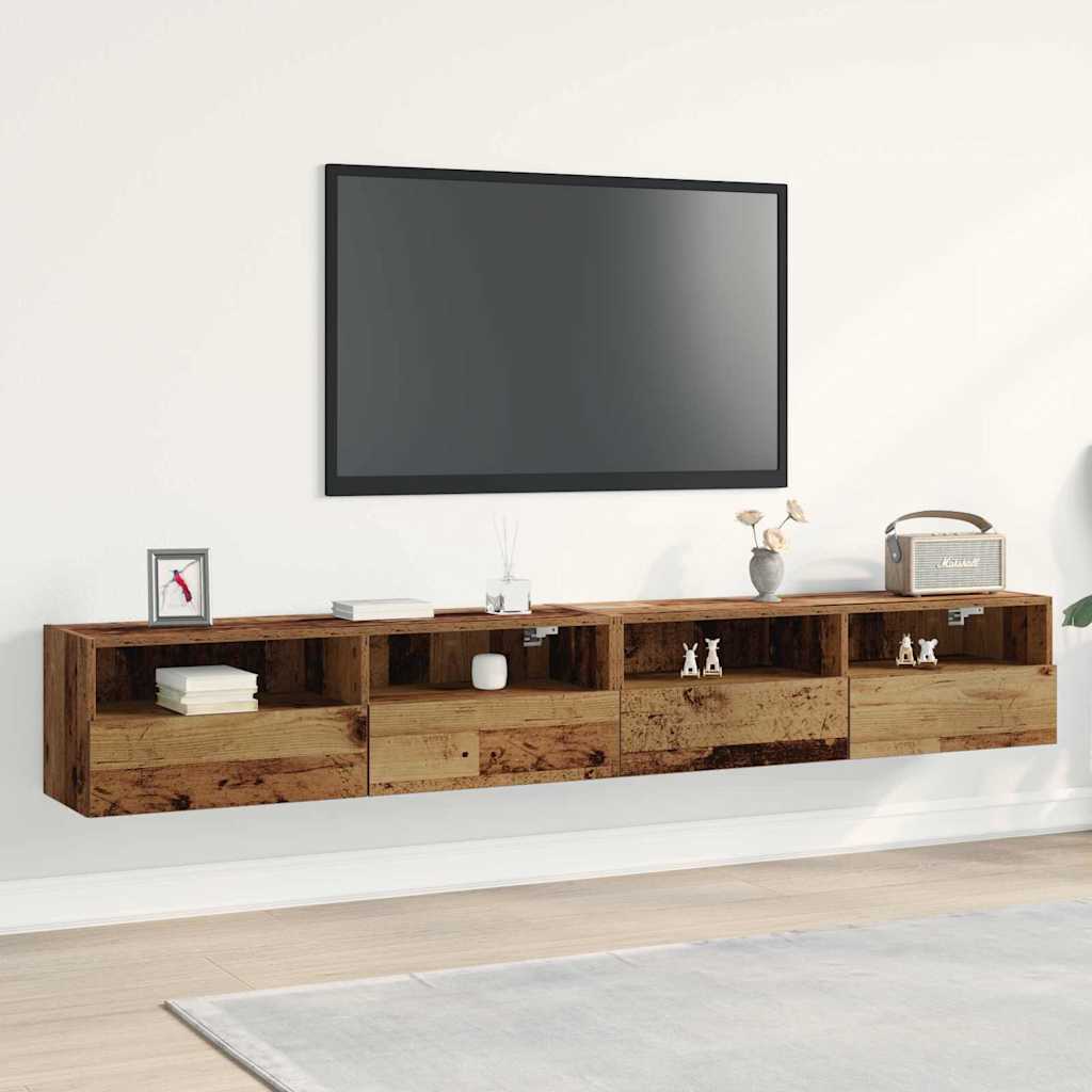TV Wall Cabinets 100x30x30 cm Engineered Wood 2 pcs Old wood