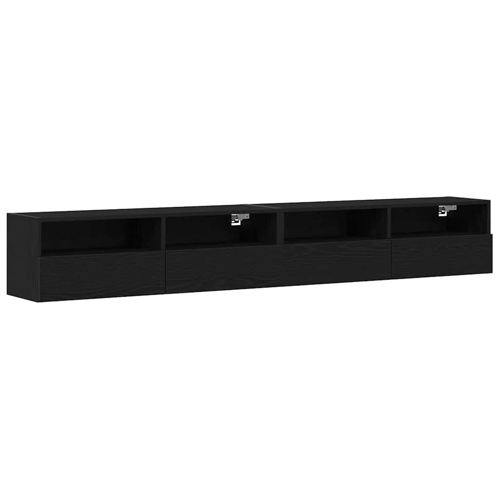 TV Wall Cabinets 100x30x30 cm Engineered Wood 2 pcs Black oak