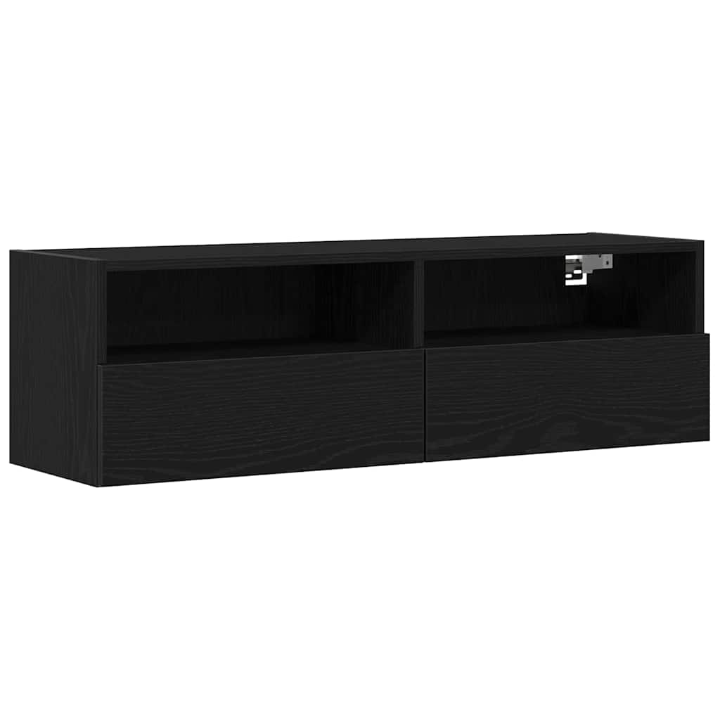 TV Wall Cabinets 100x30x30 cm Engineered Wood 2 pcs Black oak