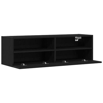 TV Wall Cabinets 100x30x30 cm Engineered Wood 2 pcs Black oak