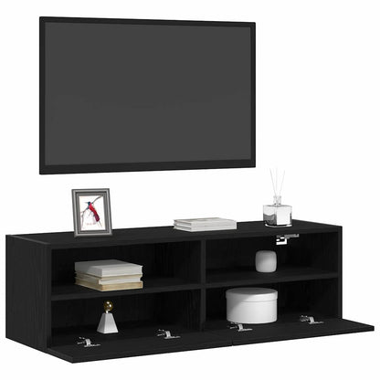 TV Wall Cabinets 100x30x30 cm Engineered Wood 2 pcs Black oak