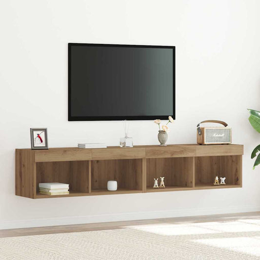 TV Cabinet Set with LED Lights 80x30x30 cm 2 pcs Artisan oak