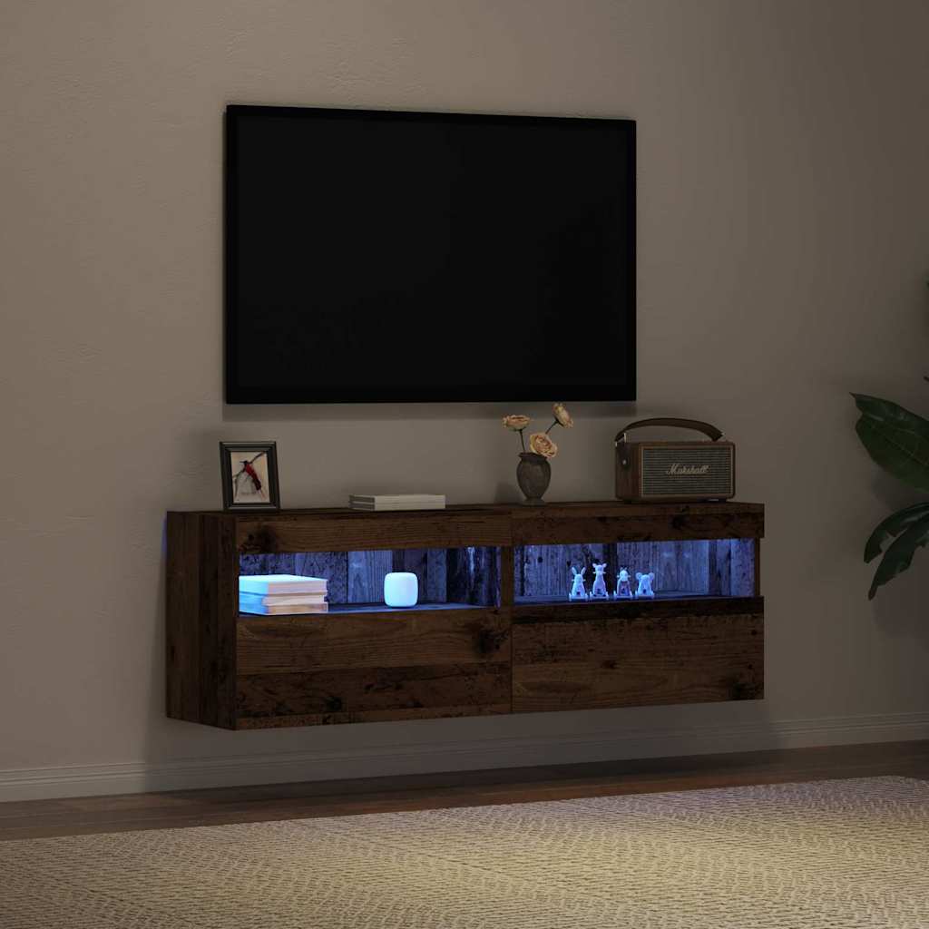 vidaXL TV Wall Cabinet 2 pcs Old wood Engineered Wood 6