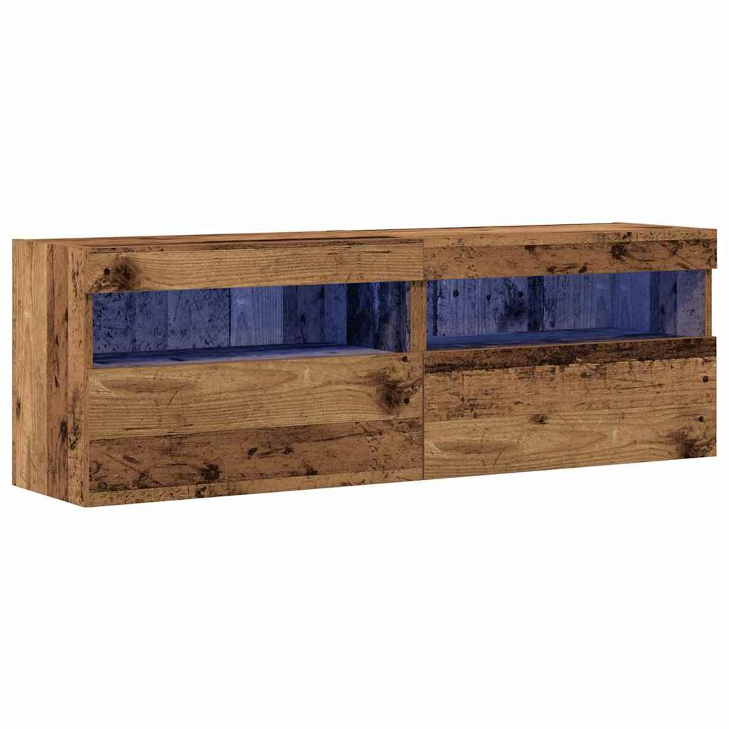 vidaXL TV Wall Cabinet 2 pcs Old wood Engineered Wood 2