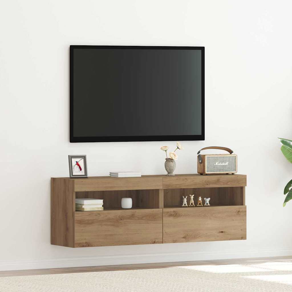 vidaXL TV Wall Cabinet 2 pcs Artisan oak Engineered Wood 1