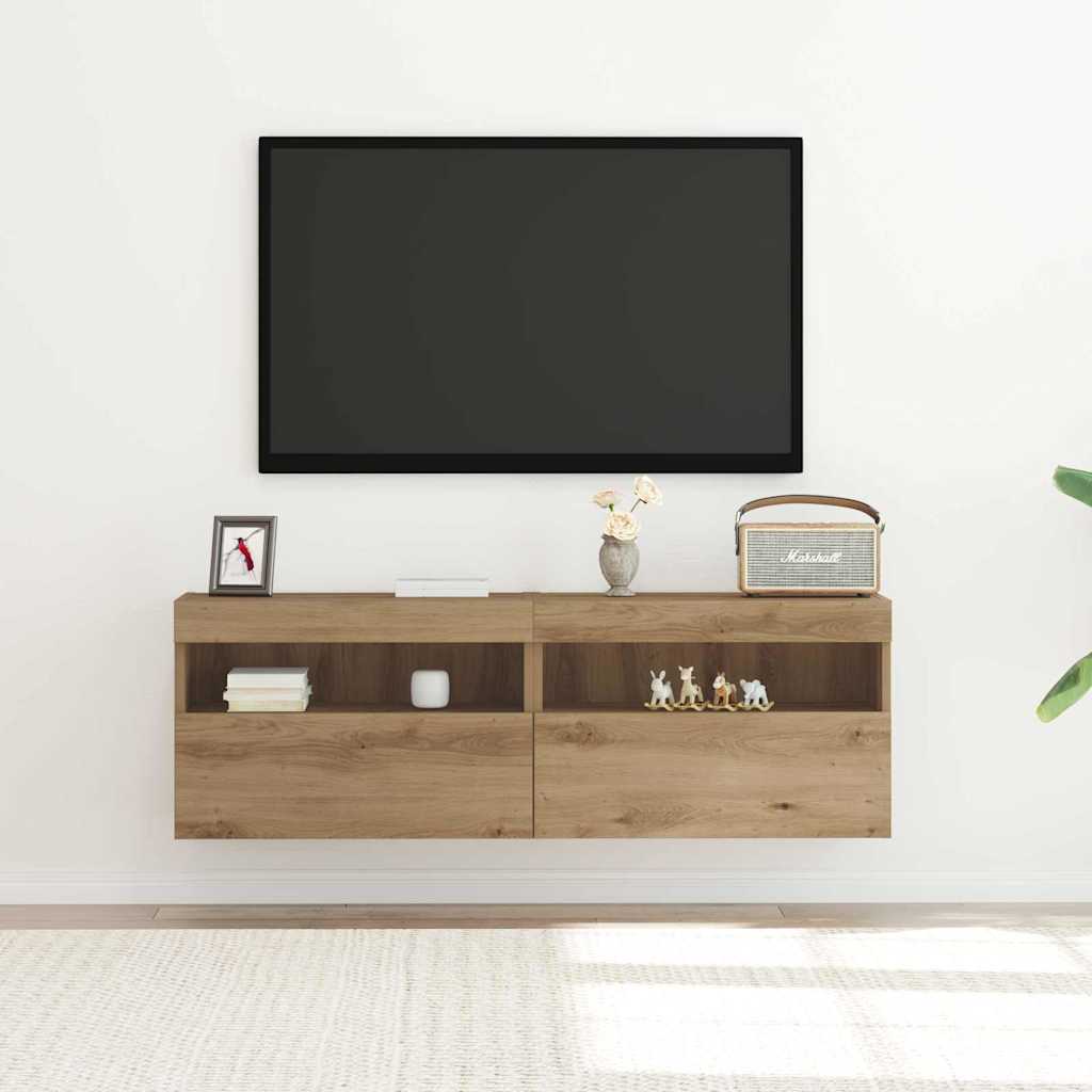 vidaXL TV Wall Cabinet 2 pcs Artisan oak Engineered Wood 5