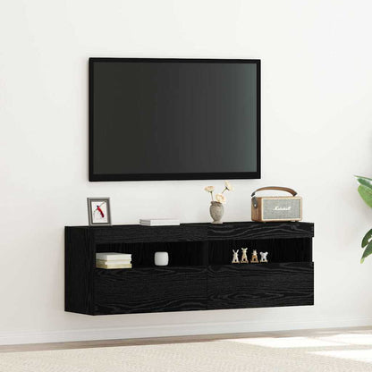 vidaXL TV Wall Cabinets with LED Lights 60x30x40 cm 2 pcs