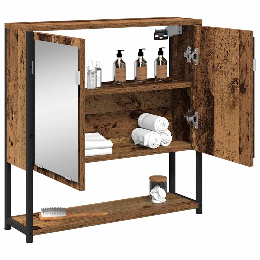 vidaXL Mirror Cabinet Old Wood 60 x 16 x 60 cm Engineered Wood 3