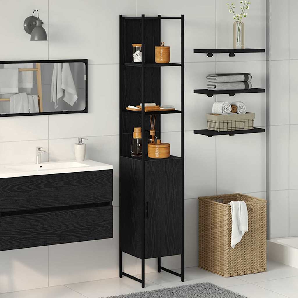 vidaXL Bathroom Cabinet Black oak 33 x 33 x 185.5 cm Engineered Wood 1