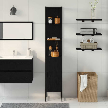 vidaXL Bathroom Cabinet Black oak 33 x 33 x 185.5 cm Engineered Wood 4