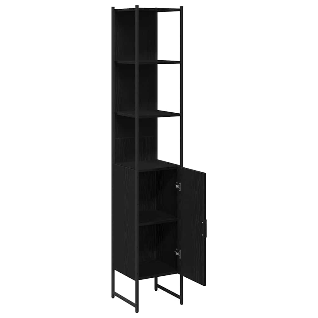vidaXL Bathroom Cabinet Black oak 33 x 33 x 185.5 cm Engineered Wood 5