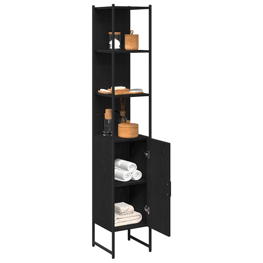 vidaXL Bathroom Cabinet Black oak 33 x 33 x 185.5 cm Engineered Wood 3