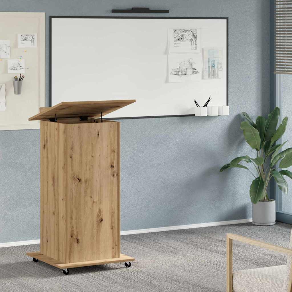 Lectern with Wheels & Drawer 55x55x107 cm Artisan oak