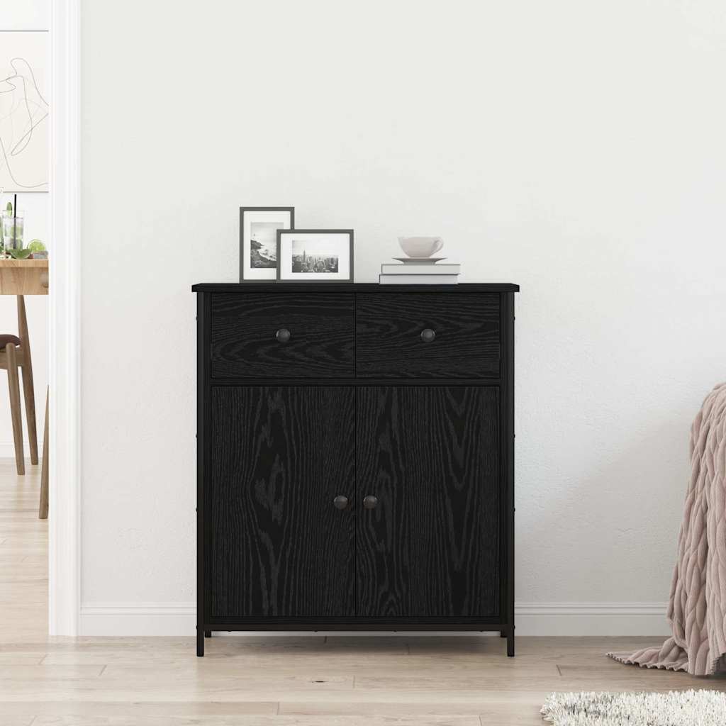 vidaXL Sideboard Black Oak 70 x 30 x 80 cm Engineered Wood 4