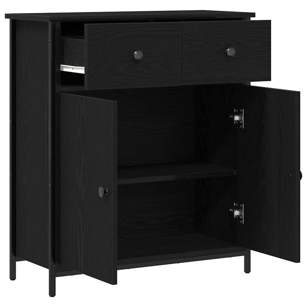 vidaXL Sideboard Black Oak 70 x 30 x 80 cm Engineered Wood 5