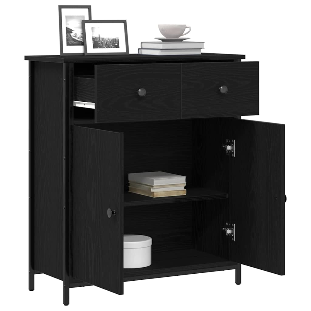 vidaXL Sideboard Black Oak 70 x 30 x 80 cm Engineered Wood 3