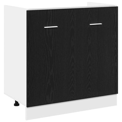 vidaXL Sink Bottom Cabinet Black Oak 80x46x81.5 cm Engineered Wood 2