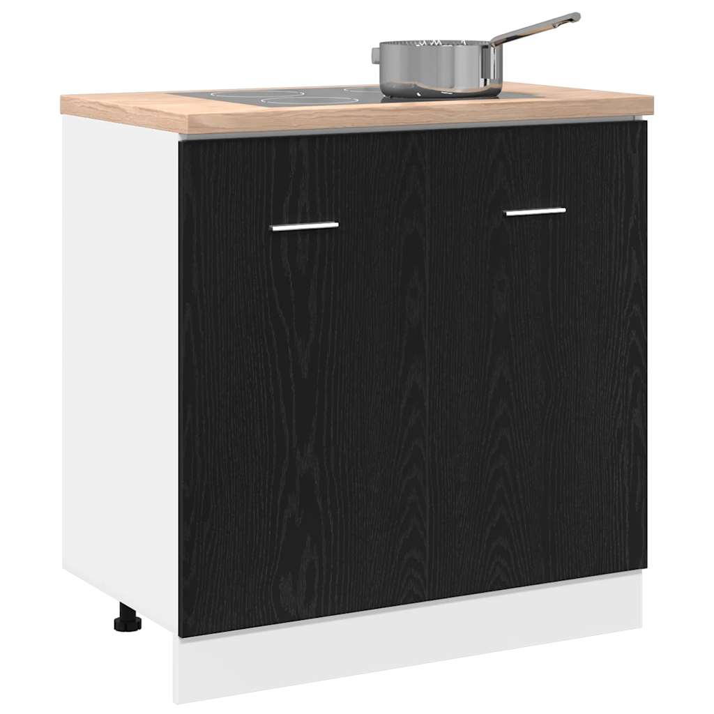 vidaXL Sink Bottom Cabinet Black Oak 80x46x81.5 cm Engineered Wood 4