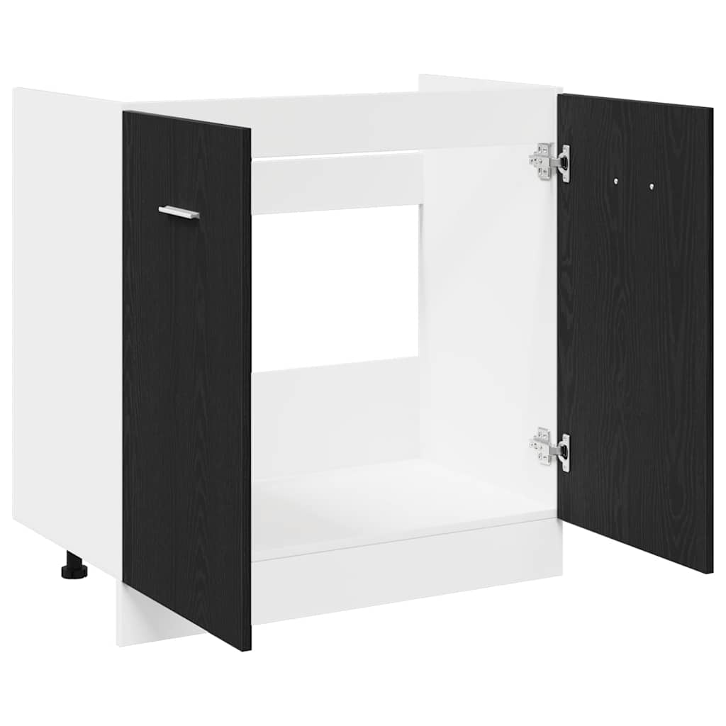 vidaXL Sink Bottom Cabinet Black Oak 80x46x81.5 cm Engineered Wood 5