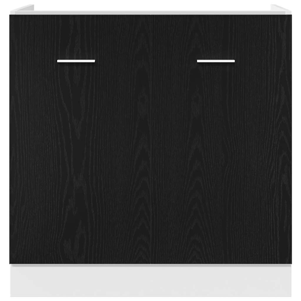 vidaXL Sink Bottom Cabinet Black Oak 80x46x81.5 cm Engineered Wood 6