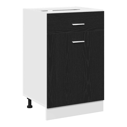 Kitchen Base Cabinet 40 x 46 x 81.5 cm Black oak 1x bottom cabinet (1 door 1 drawer) 30–1x hanging cabinet (1 door) 30 cm wide 100 cm high 1x bottom cabinet (1 door 1 drawer) 50 cm