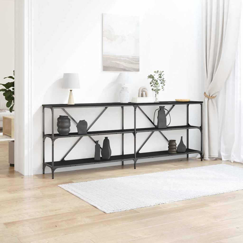 vidaXL Console Table Black Oak 200 x 30 x 75 cm Engineered Wood 1