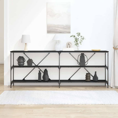 vidaXL Console Table Black Oak 200 x 30 x 75 cm Engineered Wood 4