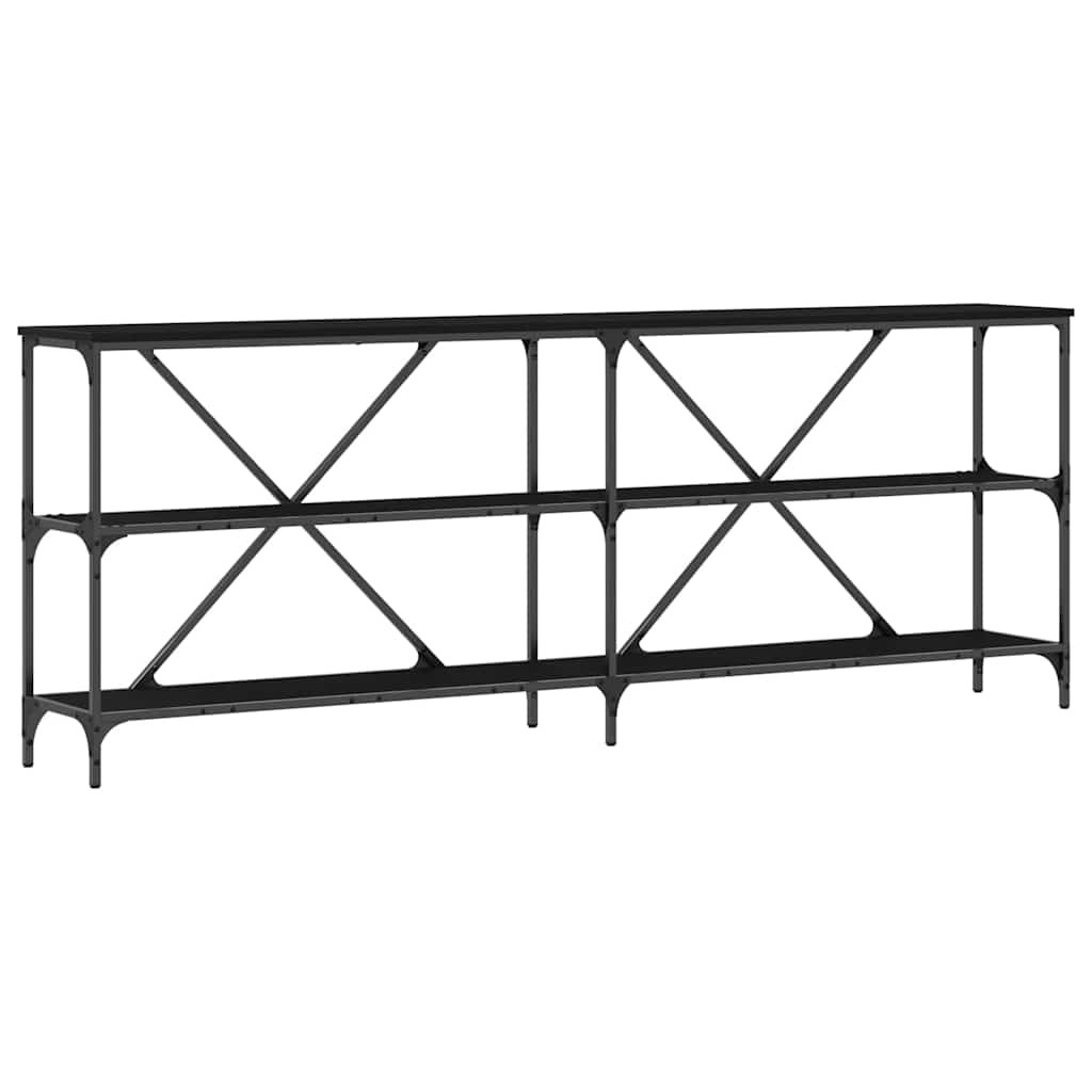 vidaXL Console Table Black Oak 200 x 30 x 75 cm Engineered Wood 2