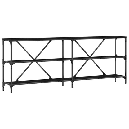 vidaXL Console Table Black Oak 200 x 30 x 75 cm Engineered Wood 2