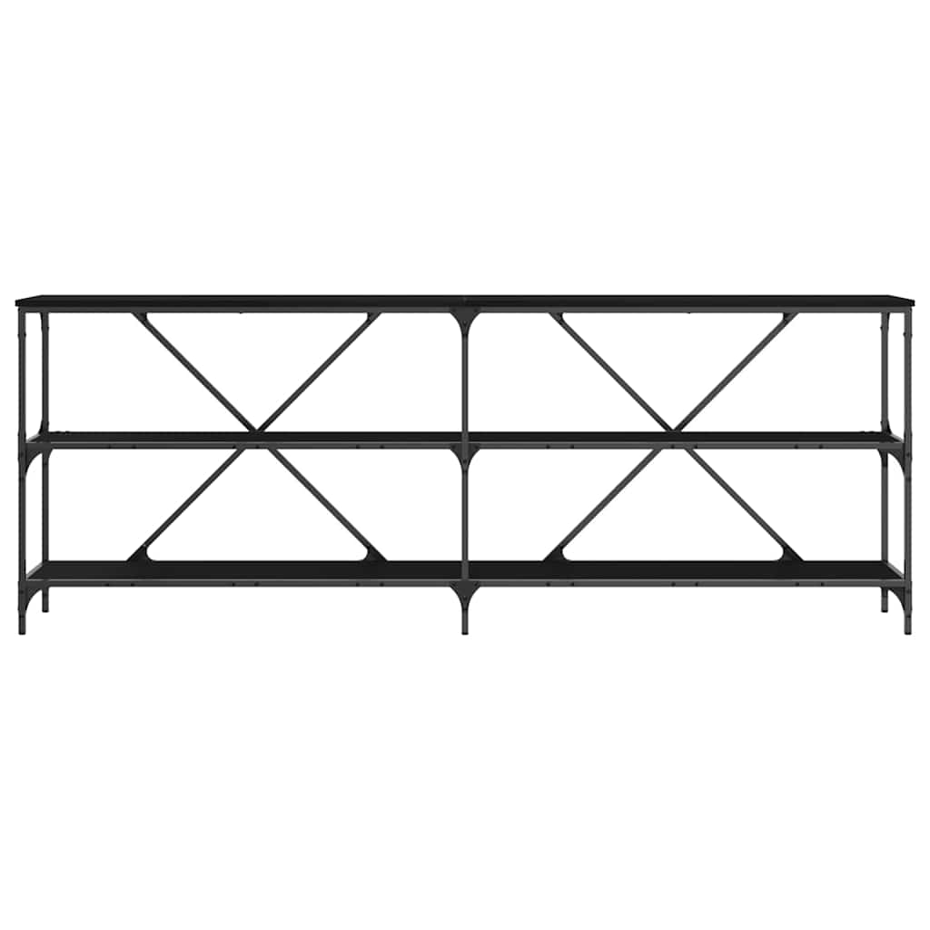 vidaXL Console Table Black Oak 200 x 30 x 75 cm Engineered Wood 5