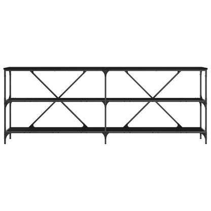 vidaXL Console Table Black Oak 200 x 30 x 75 cm Engineered Wood 5