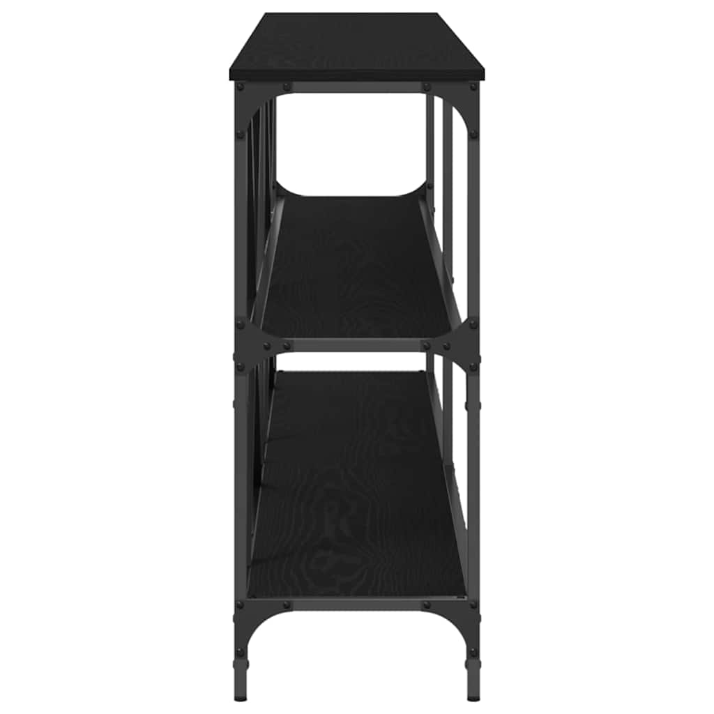 vidaXL Console Table Black Oak 200 x 30 x 75 cm Engineered Wood 6