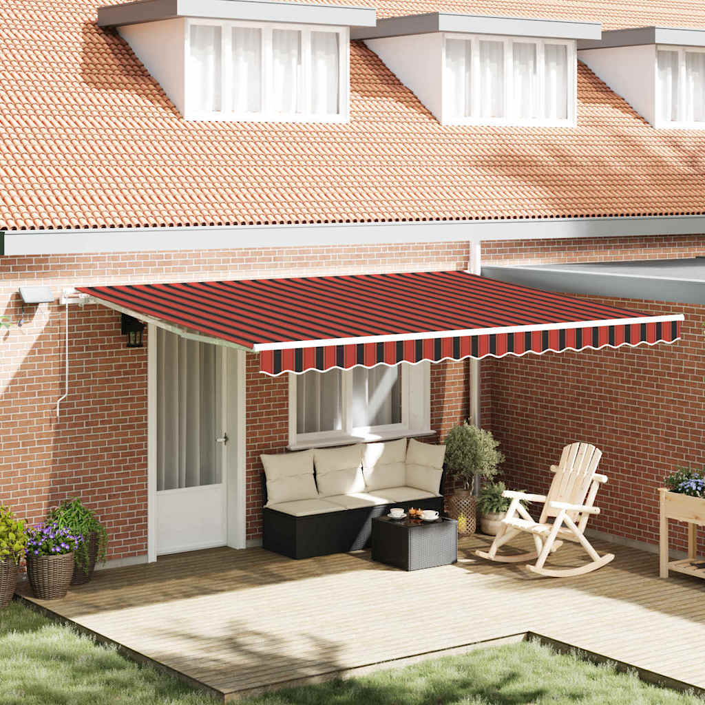 Manual Retractable Awning White Frame Orange/black/yellow