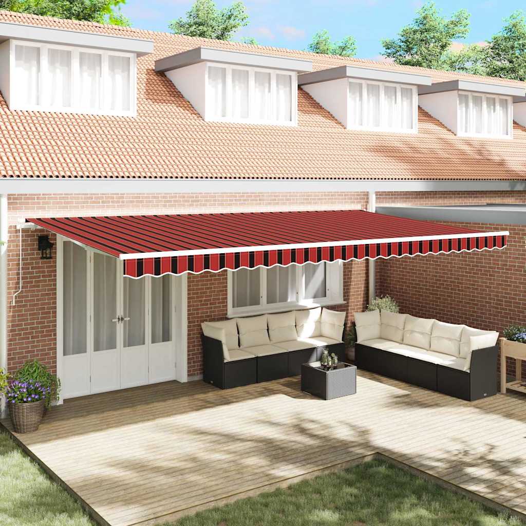 Manual Awning with Solar LED 6 x 3 m 100% Polyester with White Frame Drop 300 cm Width 600 cm Orange/black/yellow
