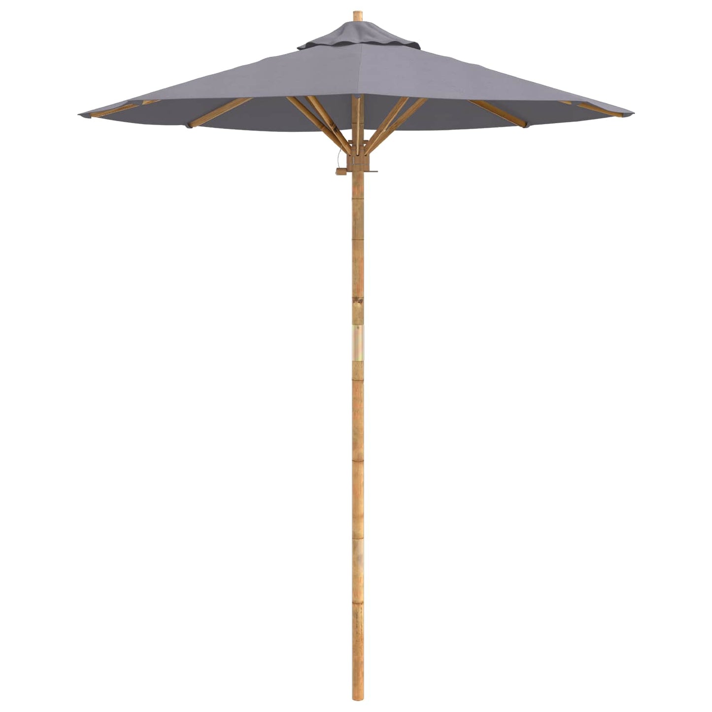vidaXL Garden Parasol Ø 180 x 230 cm Bamboo Round Dark Grey 4