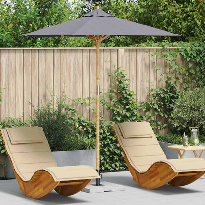 Garden Parasol Round Ø 150 x 210 cm Bamboo Dark Grey 217 cm 230 cm 217 cm