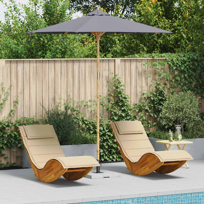 Garden Parasol Round Ø 150 x 210 cm Bamboo Dark Grey 240 cm 260 cm 240 cm