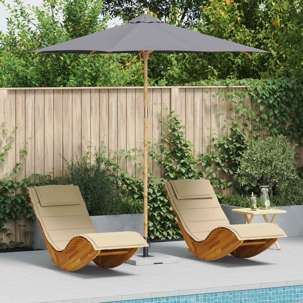 Garden Parasol Round Ø 150 x 210 cm Bamboo Dark Grey 270 cm 260 cm 270 cm