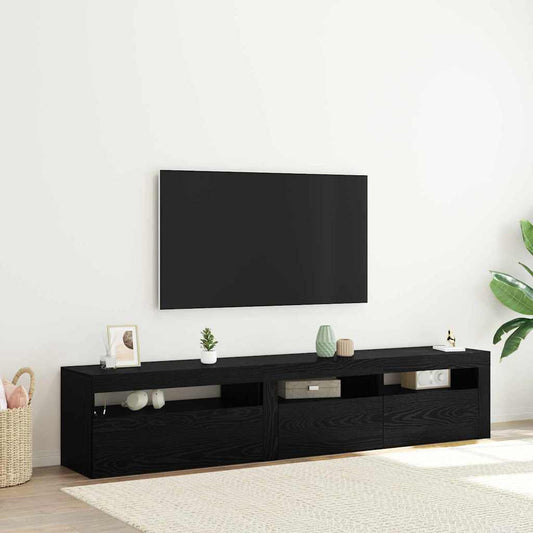 TV Cabinet with LED Lights 195x35x40 cm Black oak