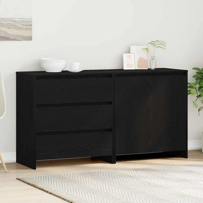 2 Piece Sideboard Engineered Wood Black oak
