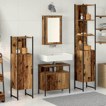 Bathroom Furniture Set 4 pcs Engineered Wood Old wood