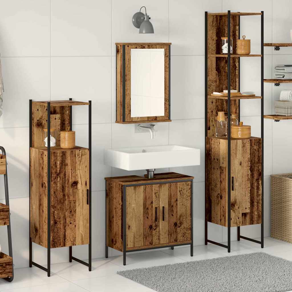 4 Piece Bathroom Furniture Set Engineered Wood Old wood