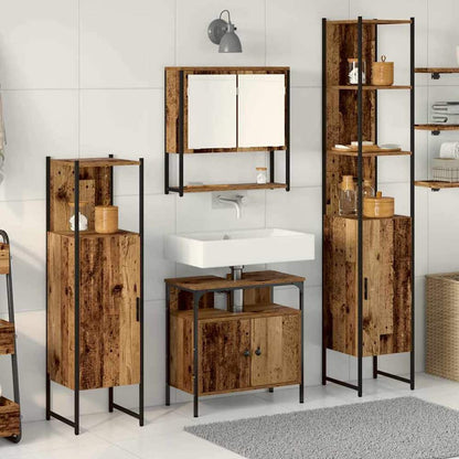 Bathroom Furniture Set 4 pcs Engineered Wood Old wood