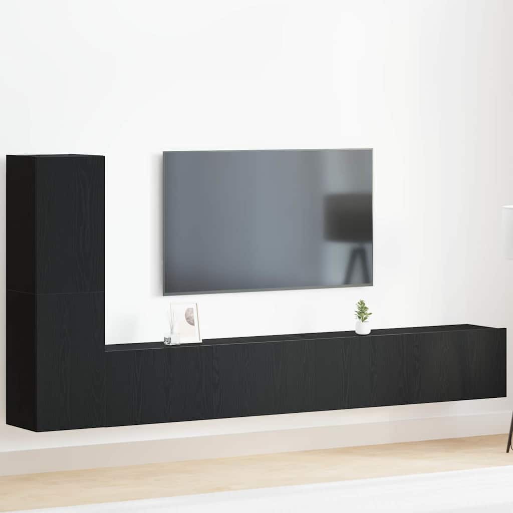 TV Cabinet Set Engineered Wood Width 100 cm Black oak 3