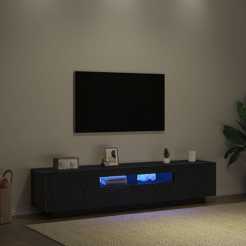 TV Cabinet with LED Lights 180x35x40 cm Black oak