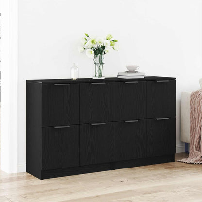 Sideboards 2 pcs 60x30x70 cm Engineered Wood Black oak