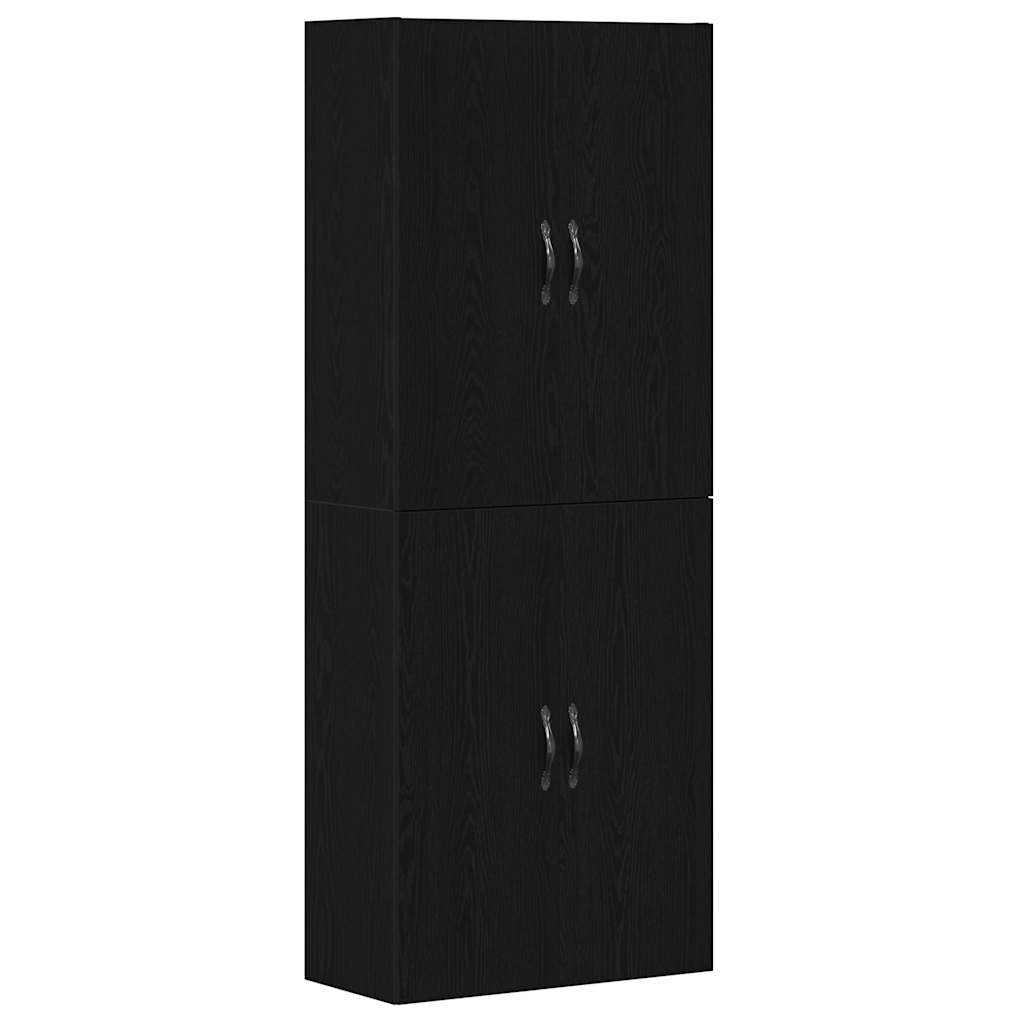 Wall Mounted Cabinets 2 pcs Engineered Wood Leaf Black Black oak
