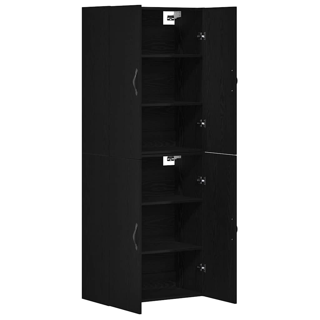 Wall Mounted Cabinets 2 pcs Engineered Wood Leaf Black Black oak