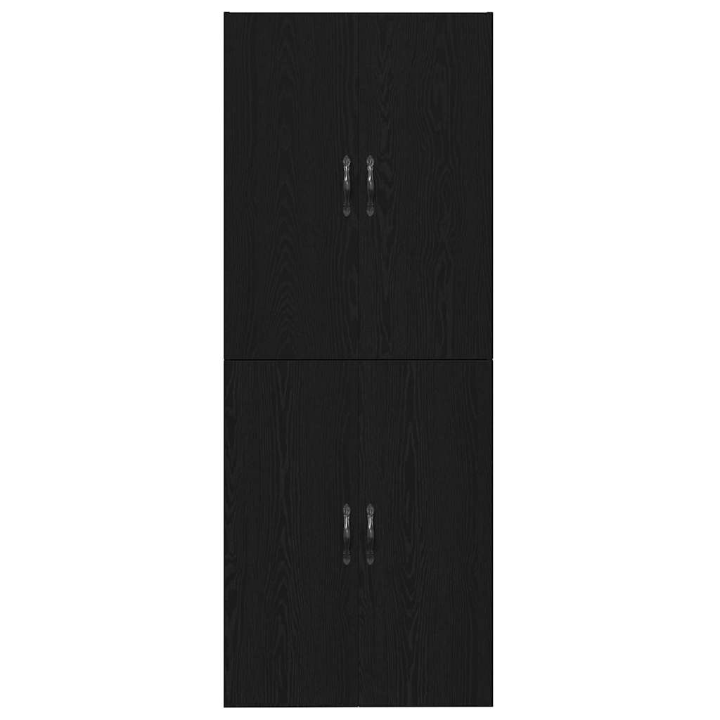 Wall Mounted Cabinets 2 pcs Engineered Wood Leaf Black Black oak
